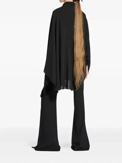 Balenciaga Black Georgette Scarf Blouse In Black