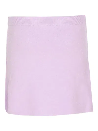 Self-portrait Rhinestone-embellished Knit Skirt In Purple