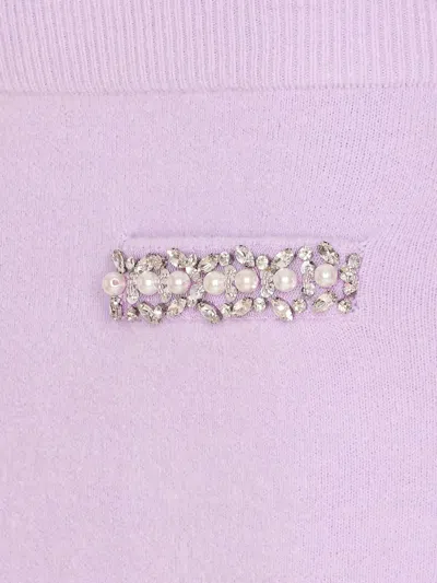 Self-portrait Rhinestone-embellished Knit Skirt In Purple