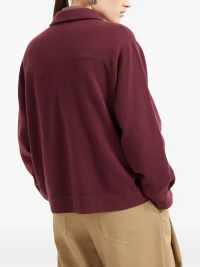 Brunello Cucinelli Buttoned Flap-pocket Cardigan In Burgundy