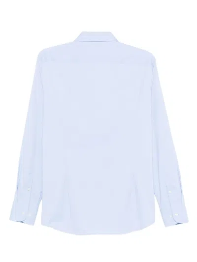 Hugo Boss Long-sleeved Button-up Shirt In Blue