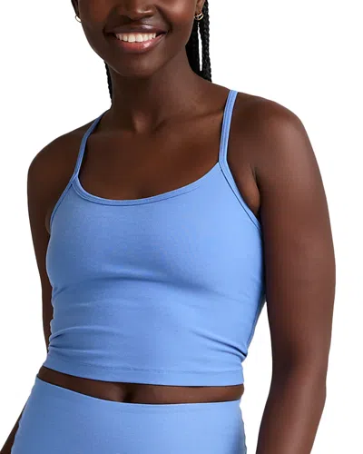 Beyond Yoga Spacedye Slim Racerback Cropped Tank In Flower Blue Heather In Blue