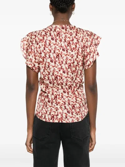 Isabel Marant Lonea Ruffled Ruched Printed Jacquard Top In Pink