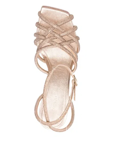 Aldo Castagna 100mm Vittoria Embellished Ankle-strap Sandals In Gold