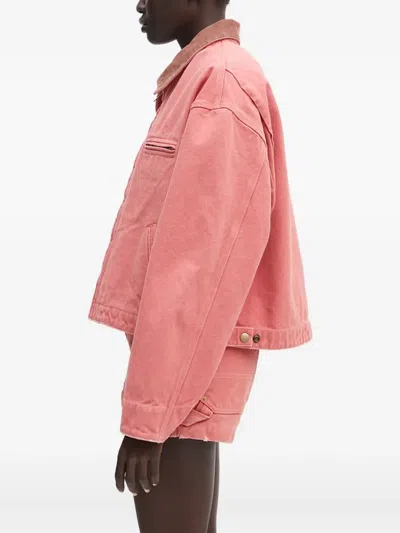 Ambush Corduroy-collar Zip-up Jacket In Pink