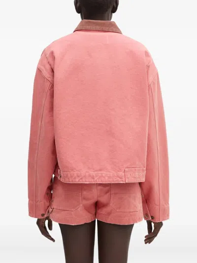 Ambush Corduroy-collar Zip-up Jacket In Pink