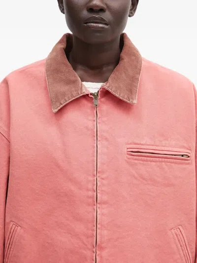 Ambush Corduroy-collar Zip-up Jacket In Pink