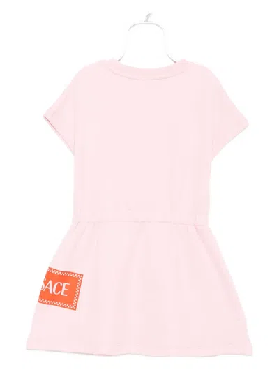 Versace 90s Vintage Logo Sweatshirt Dress In Pink