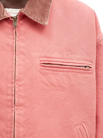 Ambush Corduroy-collar Zip-up Jacket In Pink