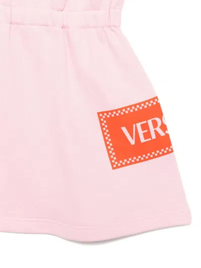 Versace 90s Vintage Logo Sweatshirt Dress In Pink