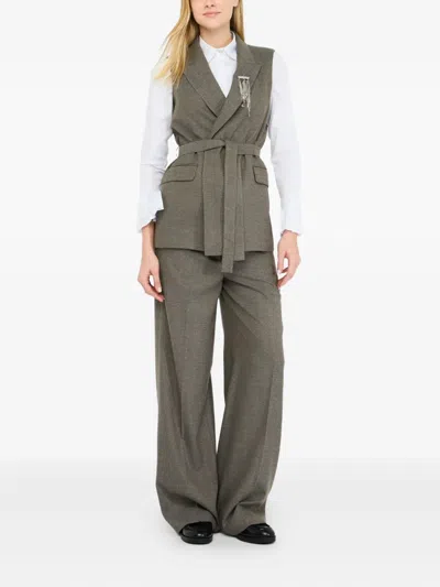 Liu •jo Chevron Vest With Belt In Gray