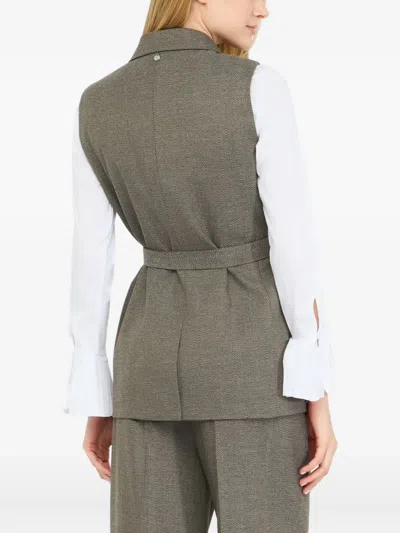 Liu •jo Chevron Vest With Belt In Gray