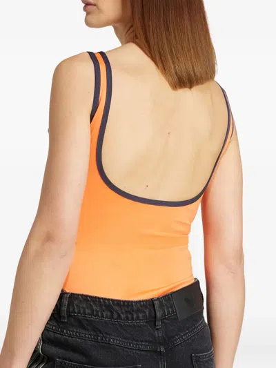 Adidas Originals Linear Logo-print Bodysuit In Orange