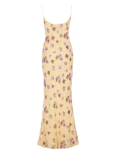 Self-portrait Self Portrait Yellow Floral Rhinestone Maxi Dress In Yellow