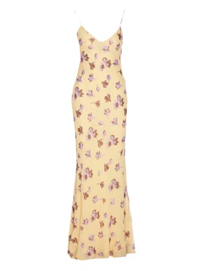Self-portrait Self Portrait Yellow Floral Rhinestone Maxi Dress In Yellow