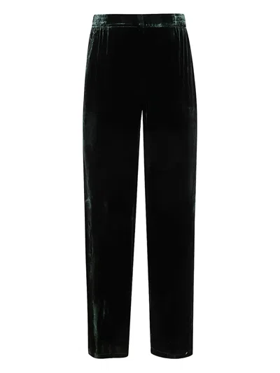 Bianco Levrin Velvet Elasticated-waist Trousers In Green