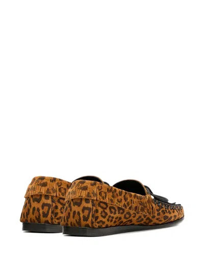 Isabel Marant Fitza Fringed Leather-trimmed Leopard-print Suede Loafers In Animal Print