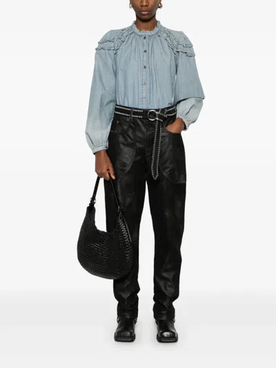 Isabel Marant Étoile Womens Black Kelvina Wide-leg Faux-leather Trousers In Black