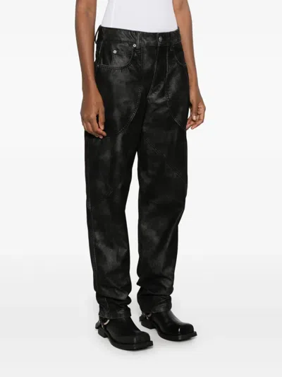 Isabel Marant Étoile Womens Black Kelvina Wide-leg Faux-leather Trousers In Black