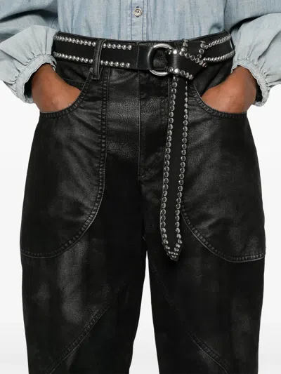 Isabel Marant Étoile Womens Black Kelvina Wide-leg Faux-leather Trousers In Black