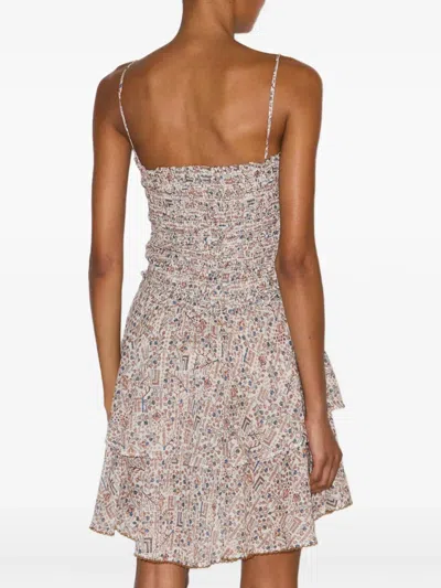 Isabel Marant Étoile Anka Shirred Tiered Convertible Cotton Voile Minidress In Multi