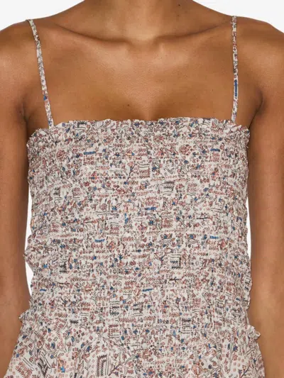 Isabel Marant Étoile Anka Shirred Tiered Convertible Cotton Voile Minidress In Multi