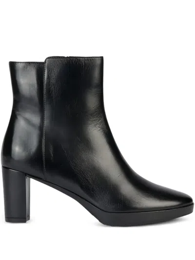 Geox 60mm Walk Pleasure Zip-detail Block-heel Boots In Black