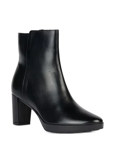 Geox 60mm Walk Pleasure Zip-detail Block-heel Boots In Black