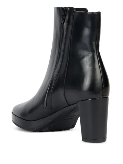 Geox 60mm Walk Pleasure Zip-detail Block-heel Boots In Black