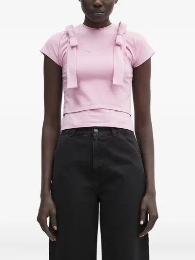 Ambush Pink Layered Ribbon Baby T-shirt In Pink