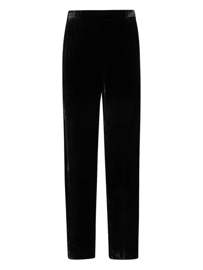 Bianco Levrin Velvet Elasticated-waist Trousers In Black