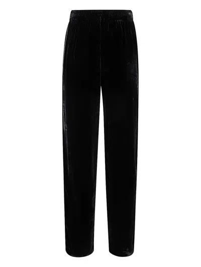 Bianco Levrin Velvet Elasticated-waist Trousers In Black