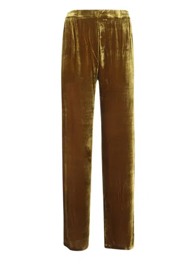 Bianco Levrin Velvet Elasticated-waist Trousers In Brown