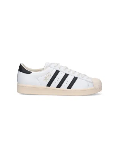 Adidas Originals Superstar Vintage Ostrich-effect Leather Sneakers In White
