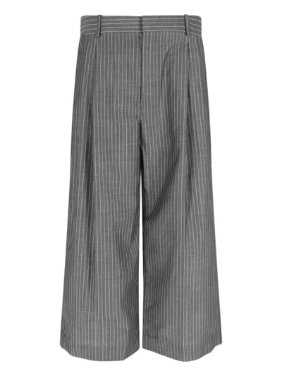 Hed Mayner Wide-leg Trousers In Virgin Wool And Mohair Blend In Gray