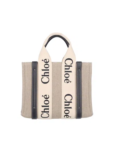 Chloé Chloe Multicolor Fabric Small Woody Shopping Bag