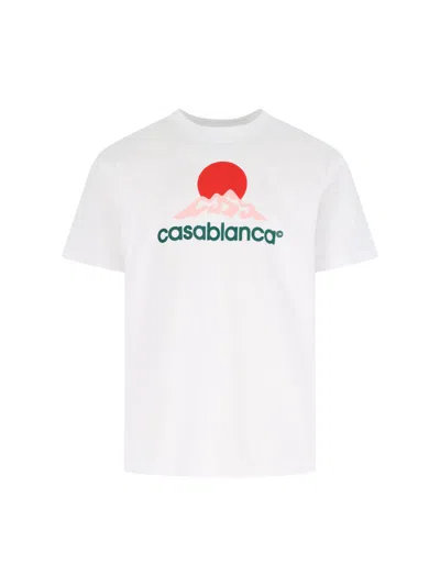 Casablanca White Crewneck T-shirt With Logo On The Front