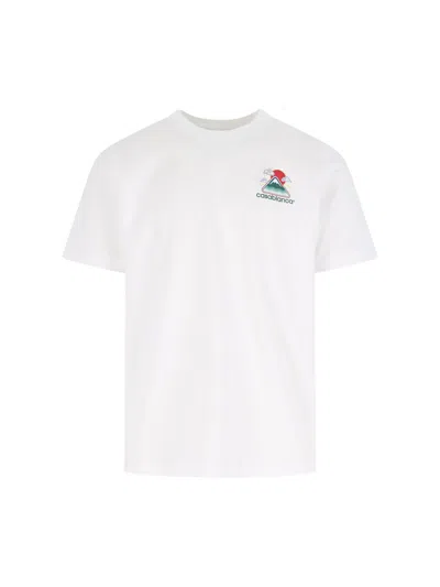 Casablanca White T-shirt With Crewneck And Logo On The Front And Maxi Logo On The Back In Cotton Man In White