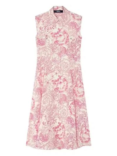 Versace Mini Underwater Barocco Hemdkleid In Pink