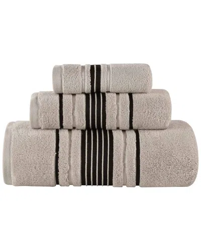 Superior Sadie Zero Twist Cotton Elegant Floral Absorbent 3pc Solid Towel Set In Neutral