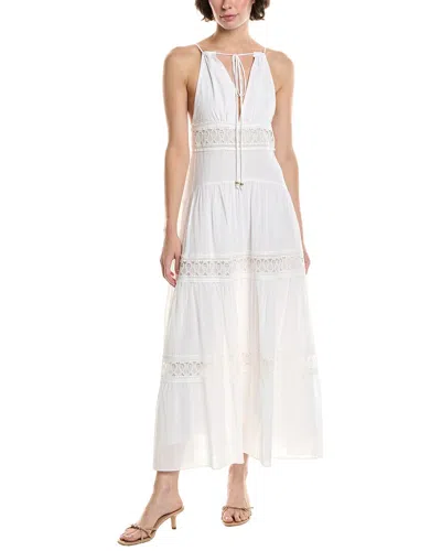 Reveriee Lace Trim Midi Dress In White