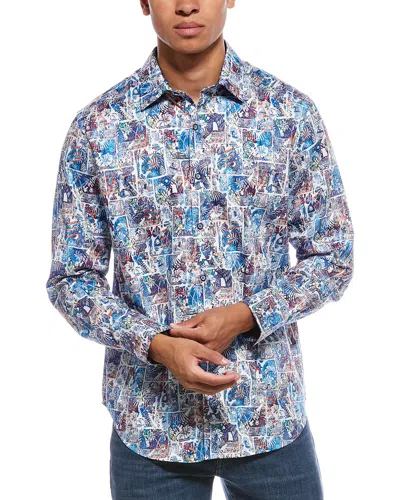 Robert Graham Elbert Classic Fit Woven Shirt In Blue