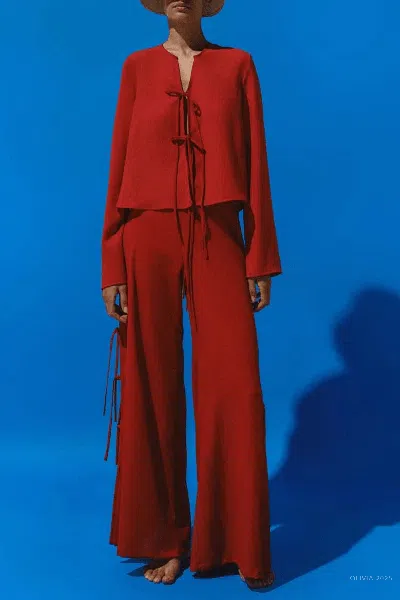 Baobab Parma Side-slit Wide-leg Pants In Red