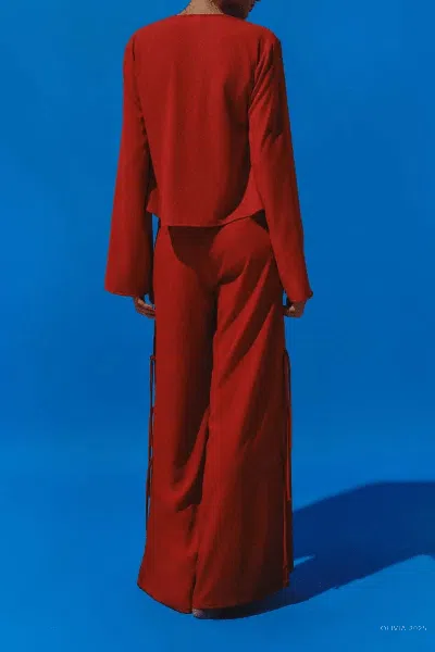 Baobab Parma Side-slit Wide-leg Pants In Red