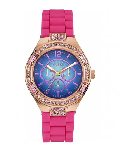 Guess Women's Lollipop Rose Gold Dial Watch In Pink