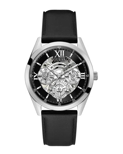 Guess Men's Classic Silver Dial Watch In Black