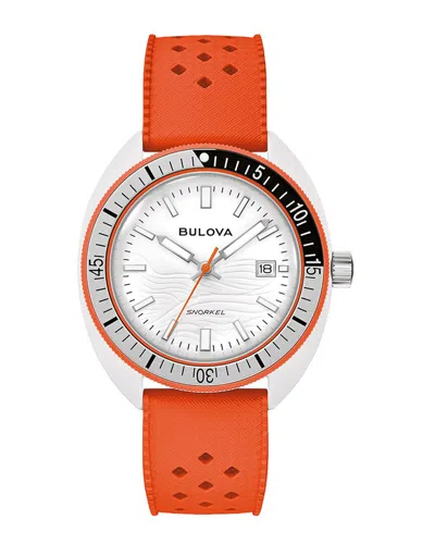 Bulova Men's Snorkel Orange Hnbr Rubber Strap Watch 41mm In Orange