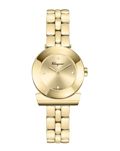 Ferragamo Gancino Bracelet Watch With Polished Gold Finish In Gold