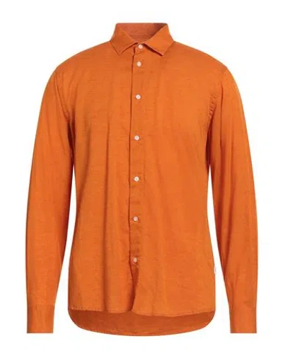 Liu •jo Man Man Shirt Orange Size 17 ½ Lyocell, Linen, Cotton