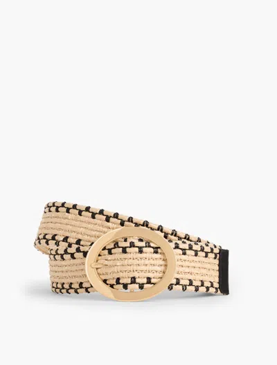 Talbots Striped Raffia Belt - Natural/black - Xl
